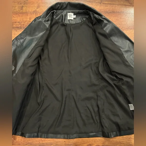 Princess Polly Faux Leather Blazer Double Breasted Jacket Black Womens S/M - Picture 5 of 8